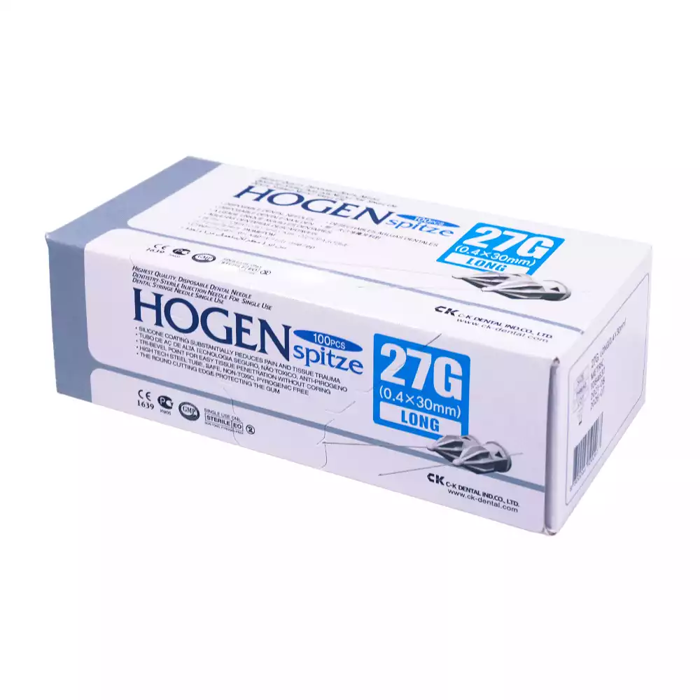 Игла карпульная Hogen, размер 27G (0,4*30мм), упаковка 100шт