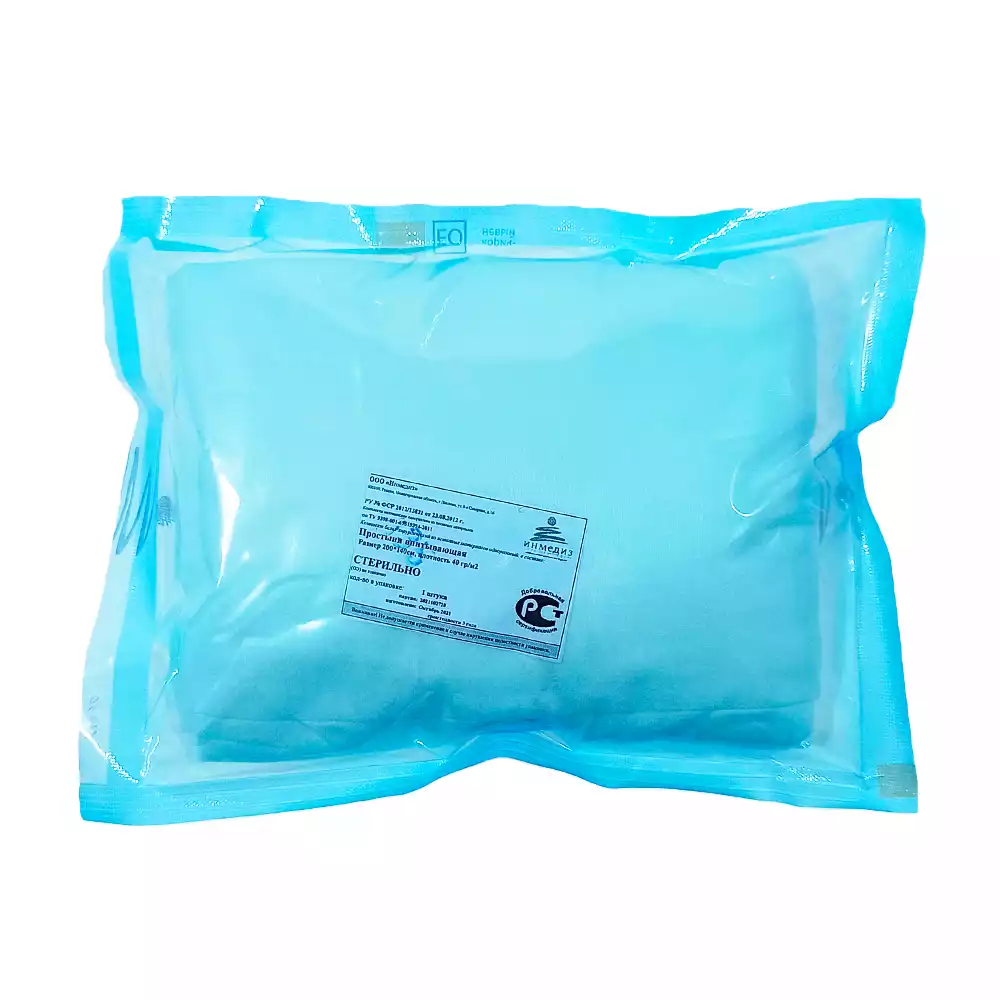 Простыня 140*200см, материал фибрелла 40г/м2, стерильная, белая