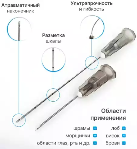 Канюля  для контурной пластики, размер 25G*50мм, игла  в комплекте